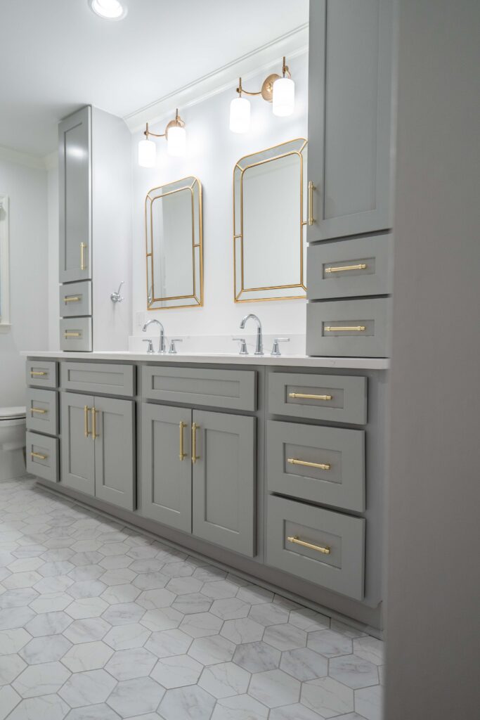 Primary bathroom with custom cabinetry and elevated finishes in luxury home by Springdale Custom Builders